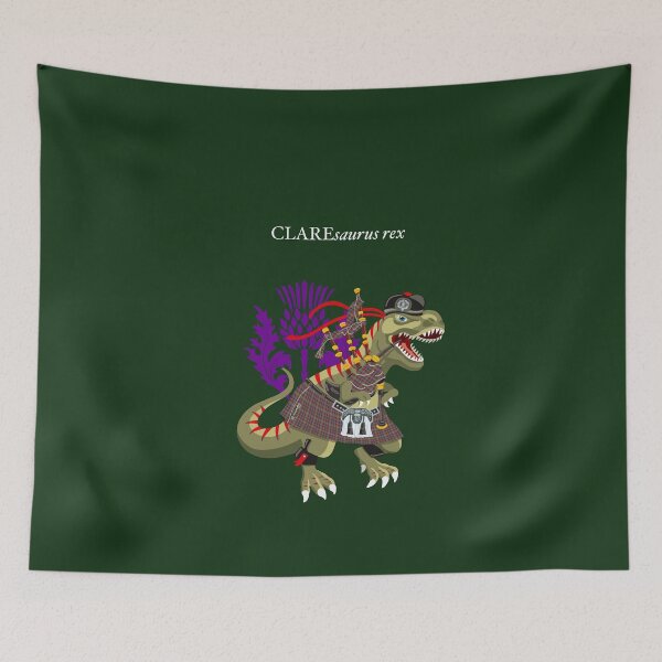Item preview, Clanosaurus Rex CLAREsaurus Plaid Clare Irish Ireland Family Tartan designed and sold by Lisa Rotenberg.