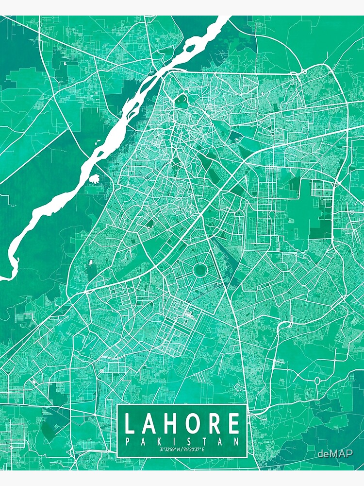 Lahore City Map Of Punjab Pakistan Watercolor Poster For Sale By Demap Redbubble