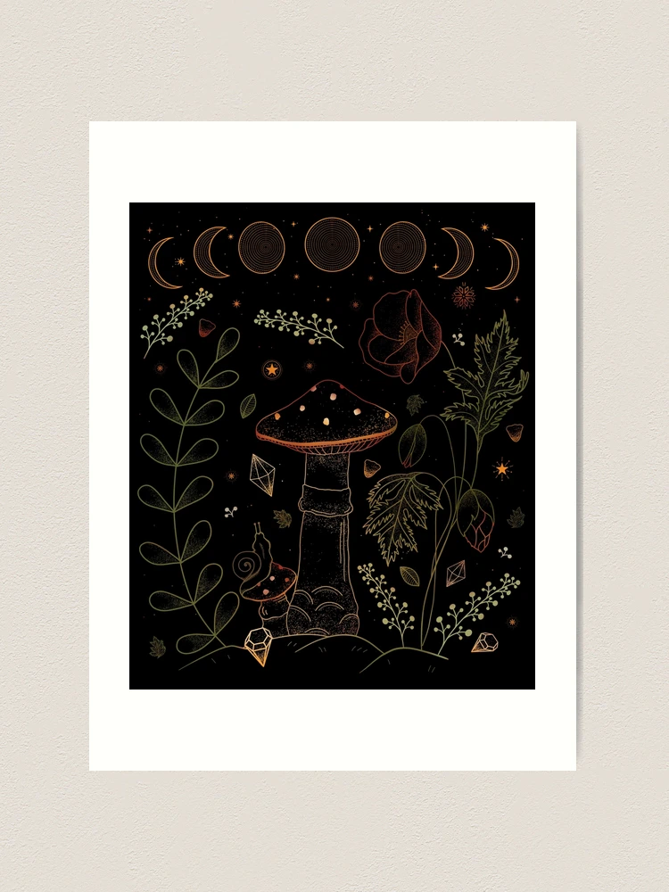 Goblincore Aesthetic Cottagecore Dark Academia Mushroom Art Print for Sale  by gogo-jr