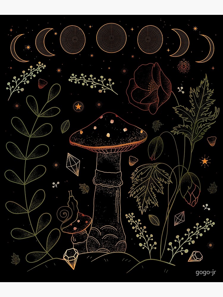 Goblincore Aesthetic Cottagecore Dark Academia Mushroom Art Print for Sale  by gogo-jr