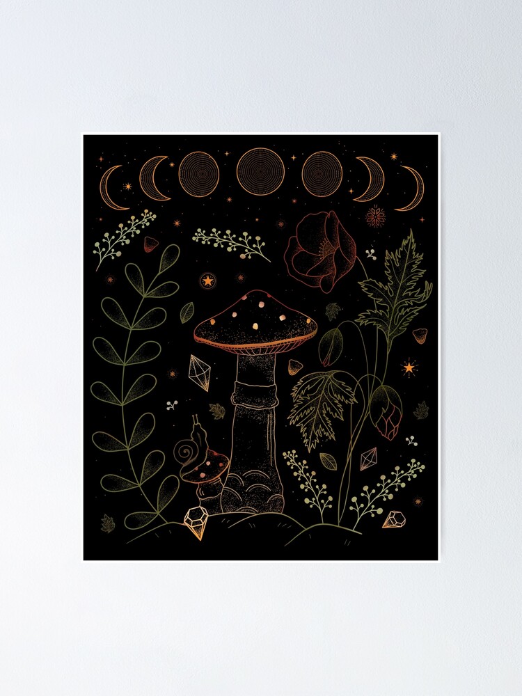 Goblincore Aesthetic Cottagecore Dark Academia Mushroom Art Print for Sale  by gogo-jr