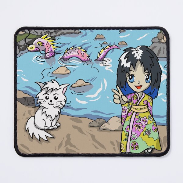 Item preview, Cute girl in a summer kimono by a river in Japan designed and sold by CuisineCat.