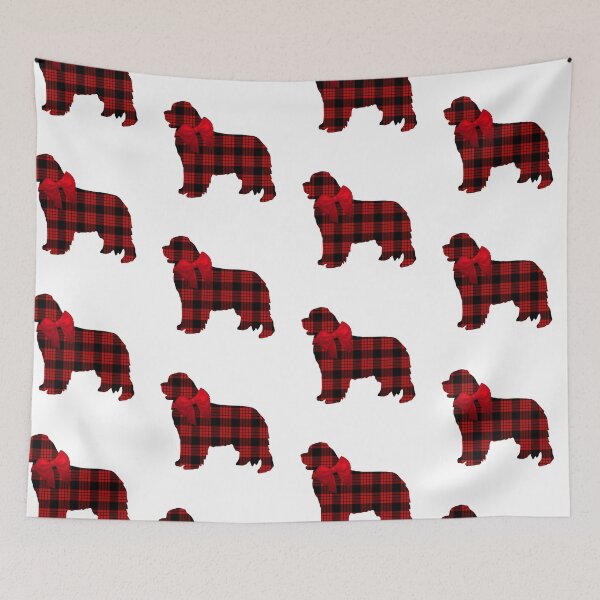 Item preview, Red Plaid Newfie with Bow designed and sold by Christine Mullis.