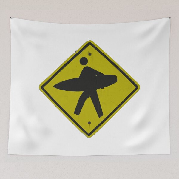 Item preview, Surfer Crossing Sign Surfing graffiti sticker bomb designed and sold by VacationCity.