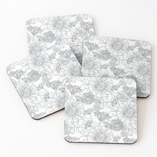 Item preview, Grey and White Hand Drawn Floral Pattern Coordinates w/ Dutch Boy 2022 Popular Color Over The Moon 434-4DB - Colour Trends - Hue designed and sold by ColorOfTheYears.