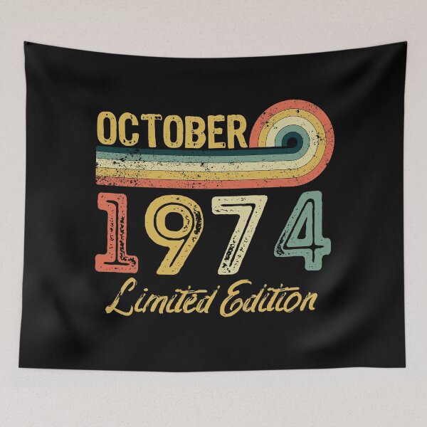 Item preview, Retro Vintage 47th Birthday - Born in October 1974 designed and sold by meedTee.