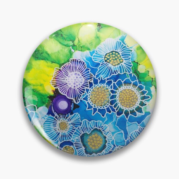 Artikelvorschau, Blaue und violette Blumen entworfen und verkauft von TinaRobertsArt.