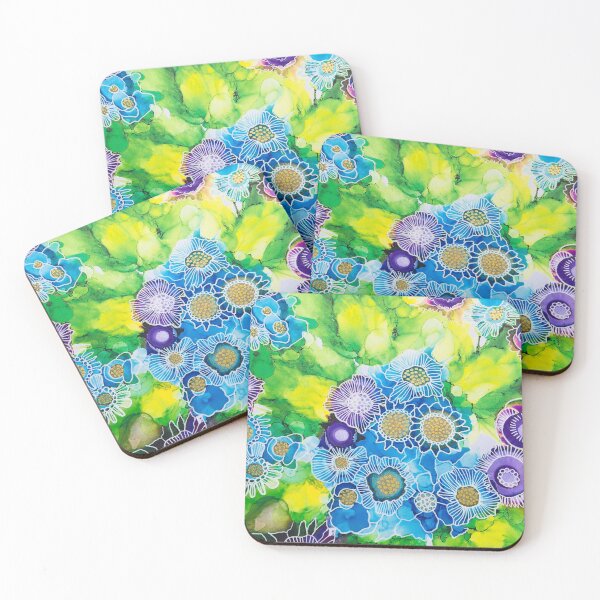 Artikelvorschau, Blaue und violette Blumen entworfen und verkauft von TinaRobertsArt.