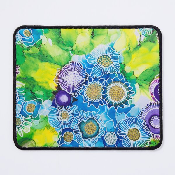 Artikelvorschau, Blaue und violette Blumen entworfen und verkauft von TinaRobertsArt.