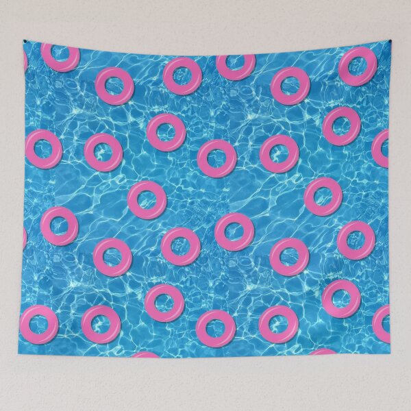 Item preview, Pink Rubber Rings on Swimming Pool Water designed and sold by HotHibiscus.