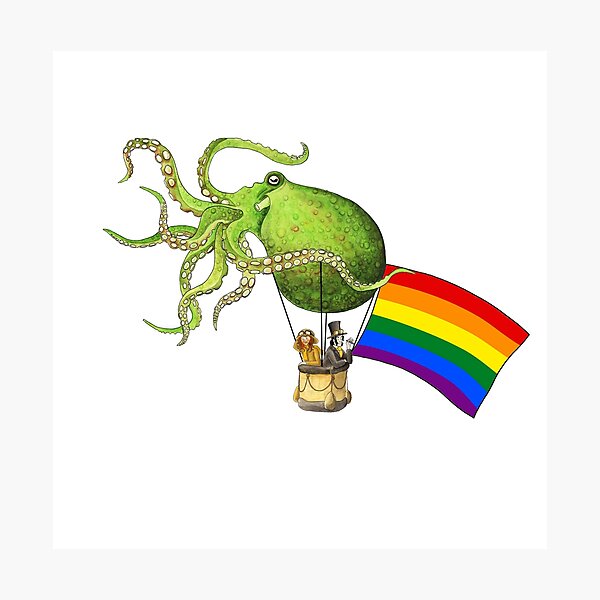 Aperçu de l'œuvre octoloon arc-en-ciel (fond uni) créée et vendue par Dru Marland.