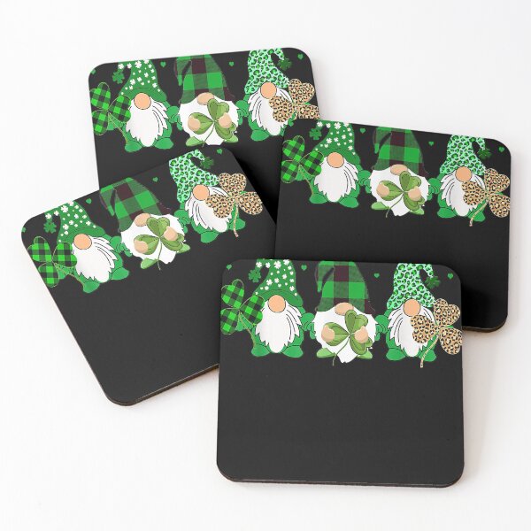 Item preview, Three Gnomes Holding Shamrock Leopard Plaid St Patrick's Day designed and sold by cristgilbe.