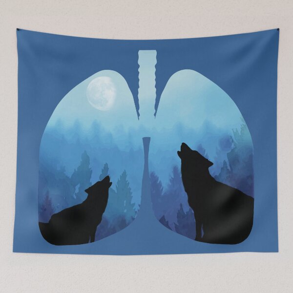 Item preview, Breathe pure air, Lungs, nature, wolf, mountains, outdoors, adventure, camping designed and sold by Collagedream.