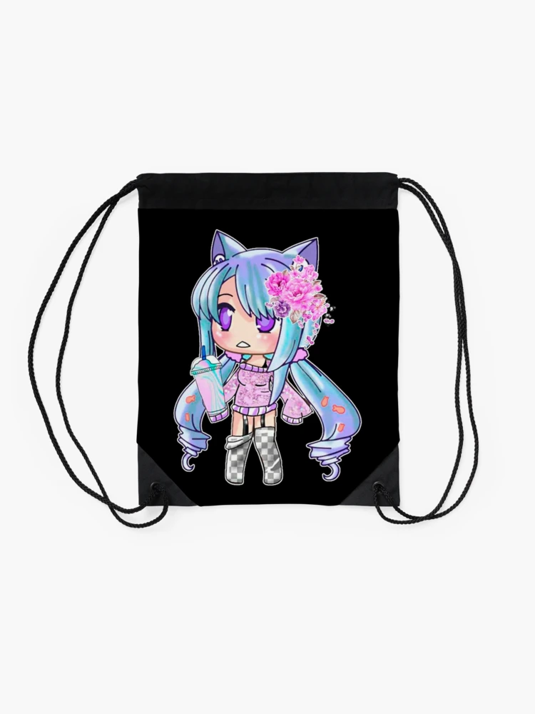 Gacha life series-urso mágico menina kaya mochila cordão saco de