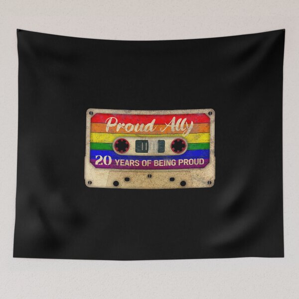 Item preview, Proud Ally, 20 Years Of Being Proud, 80s Retro Video Cassette Mixtape, 20th Gay Birthday Gift, Cute Gift  designed and sold by GoldenGerrari.