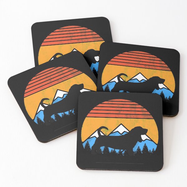 Item preview, Vintage Basset Hound Sunset Mountains Retro Dog Gift  designed and sold by Guarddogdrive.
