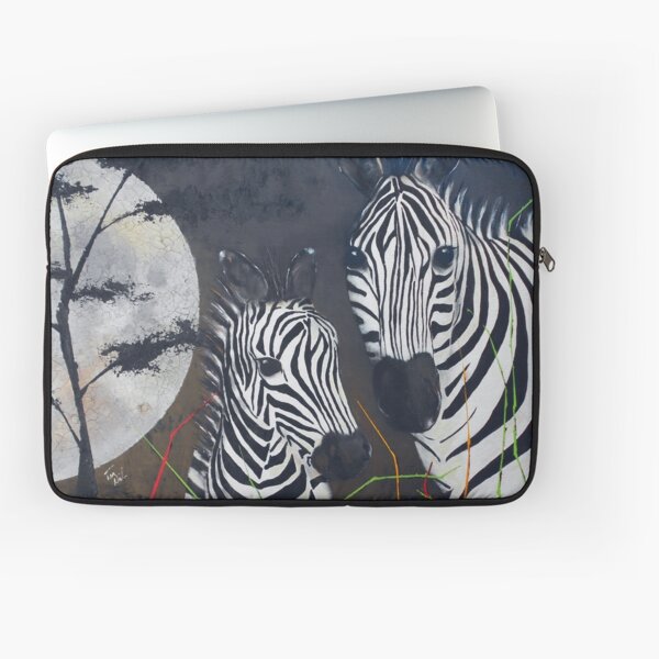 Zebras and a Really Big Moon Laptop Sleeve
