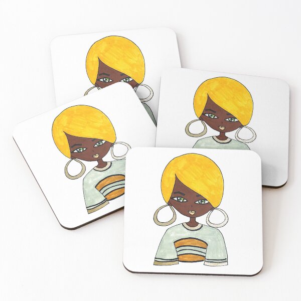 Item preview, A black cartoon character with yellow hair and big earrings wearing a cute tshirt designed and sold by FCEalin.