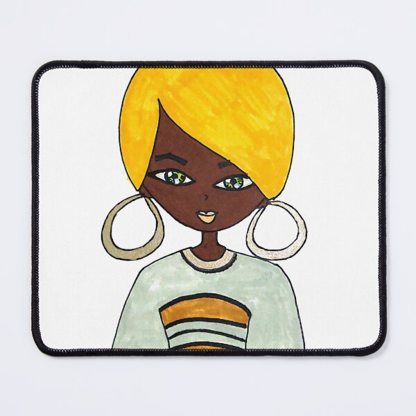 Item preview, A black cartoon character with yellow hair and big earrings wearing a cute tshirt designed and sold by FCEalin.