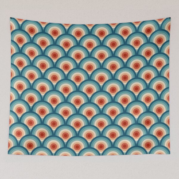 Item preview, Retro style Seigaiha waves pattern designed and sold by BattaAnastasia.