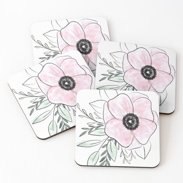 Item preview, Pink Poppy Flower Line Drawing  designed and sold by makesbymiss.