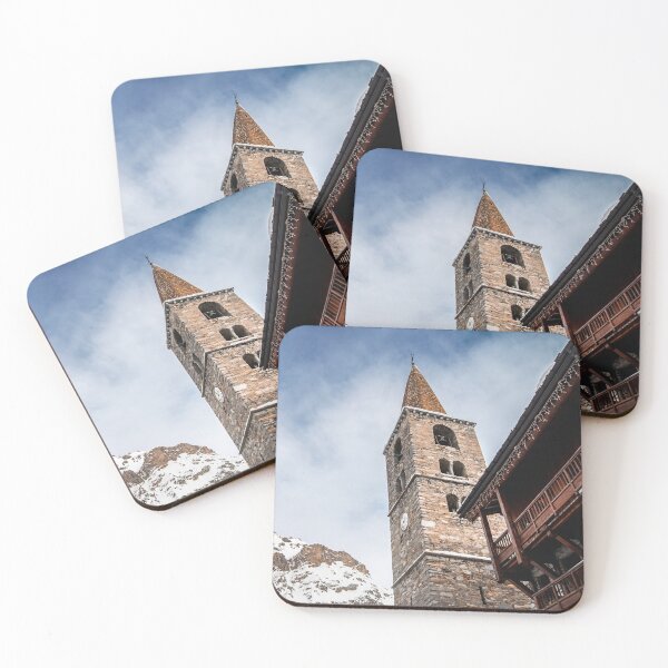 Item preview, Close-up of Val d'Isere ski resort old church steeple in winter designed and sold by Grégory DUBUS.