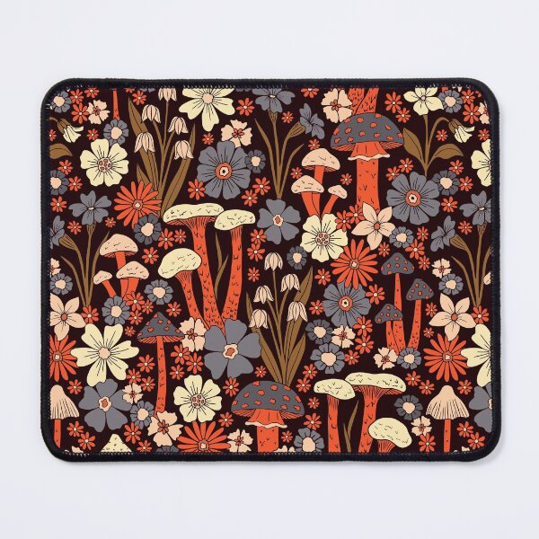 Item preview, Blue & Orange Mushrooms & Flowers designed and sold by somecallmebeth.