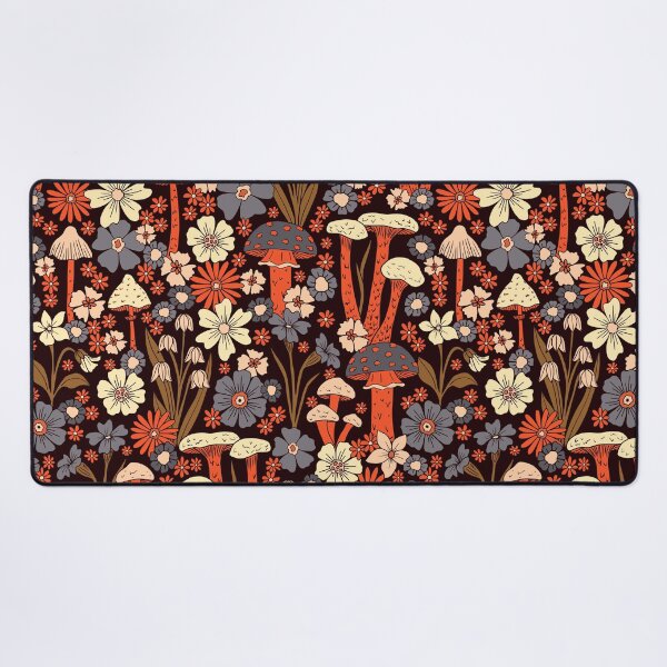 Item preview, Blue & Orange Mushrooms & Flowers designed and sold by somecallmebeth.
