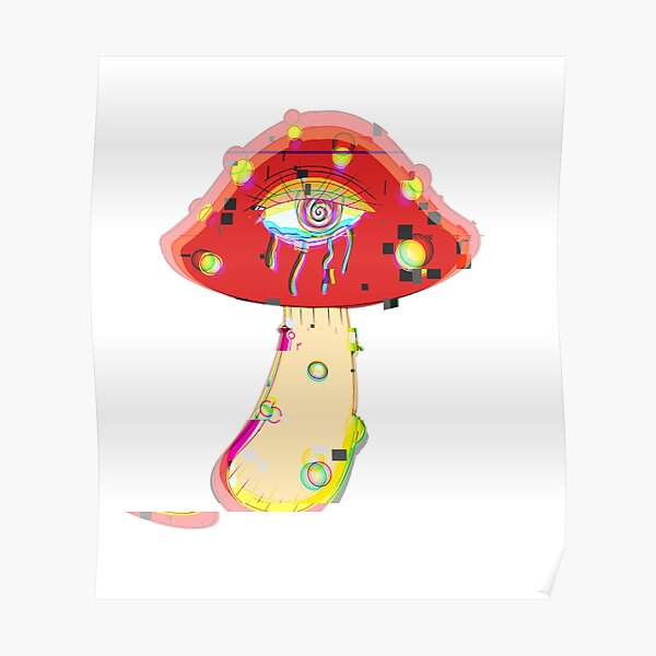 "Mushroom Glitch" Poster for Sale by cheeseykatart Redbubble