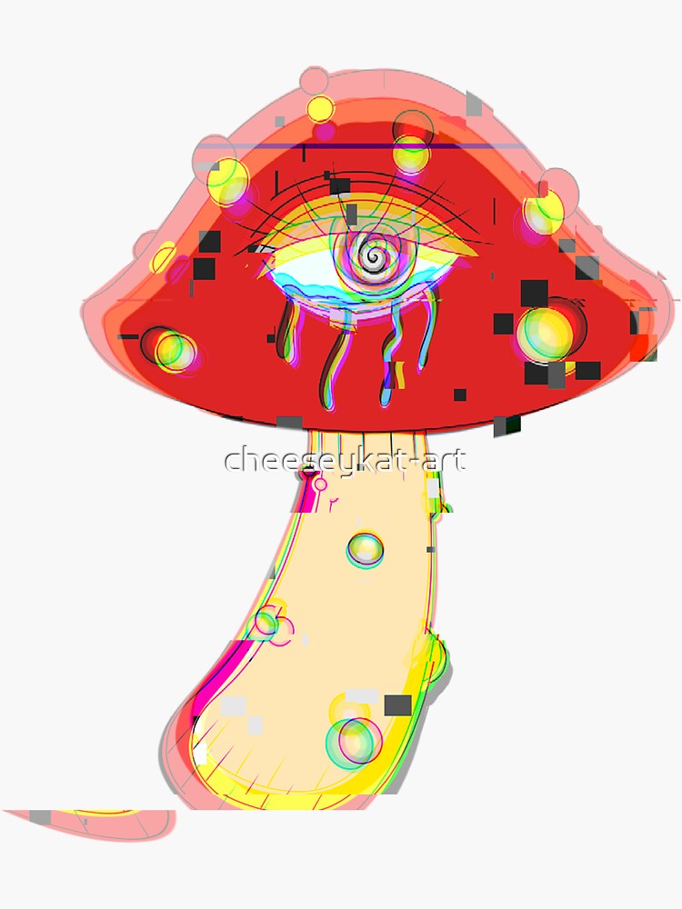 "Mushroom Glitch" Sticker for Sale by cheeseykatart Redbubble