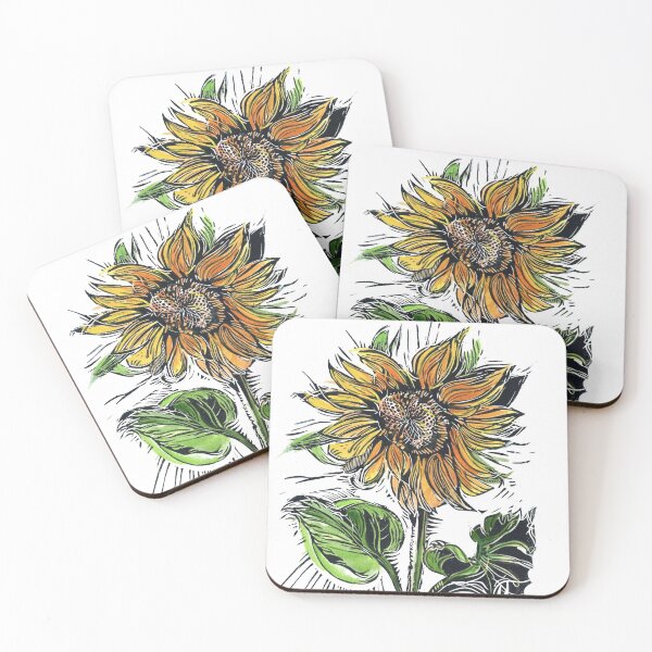 Item preview, Sunflower Linocut Print designed and sold by Rachel Collier-Wilson.