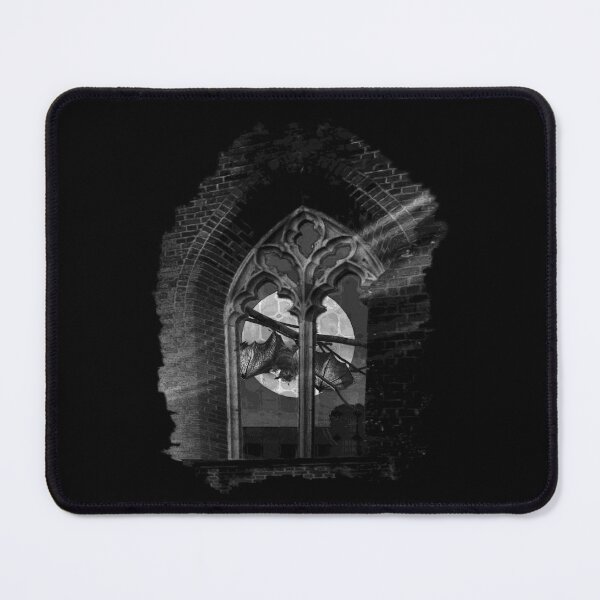 Item preview, Bat outside a Gothic Window (black and white version) designed and sold by TheResistance Fashion.