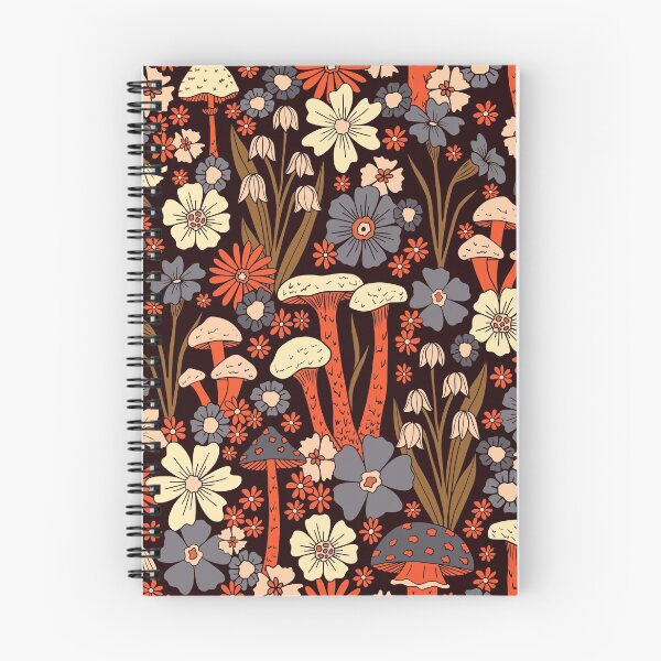 Artikelvorschau, Blaue und orangefarbene Pilze und Blumen entworfen und verkauft von somecallmebeth.