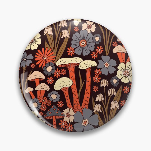 Item preview, Blue & Orange Mushrooms & Flowers designed and sold by somecallmebeth.