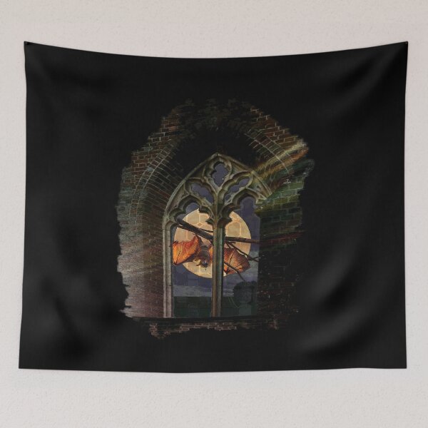 Item preview, Copy of Bat outside a Gothic Window (black and white version) designed and sold by TheResistance Fashion.
