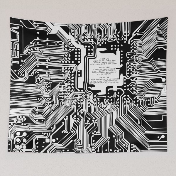 Item preview, White computer electronic circuit, Asimov tribute designed and sold by angelisart.