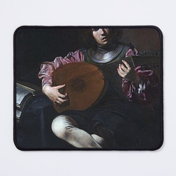 Item preview, Lute player painting designed and sold by guitarist-world.