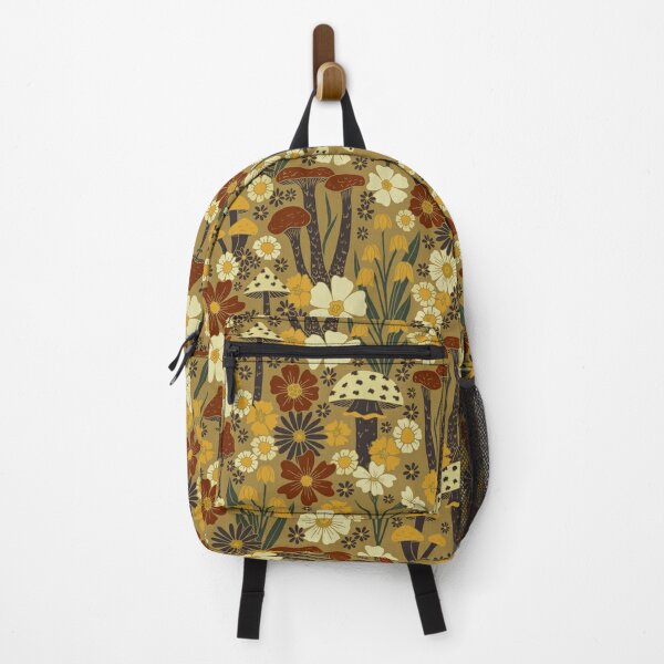 Red, Yellow & Green Mushrooms & Flowers Backpack