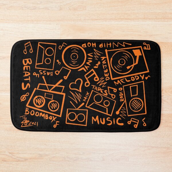 Item preview, Pumpkin Orange Music Hand Drawn Graffiti Hip Hop Pattern designed and sold by that5280lady.