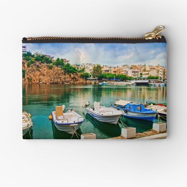 BOATS - AGHIOS NIKOLAOS , CRETE.. Zipper Pouch
