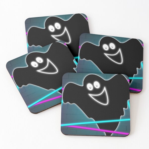 Item preview, neon background for halloween, with a ghost and spiders designed and sold by vilma3000.
