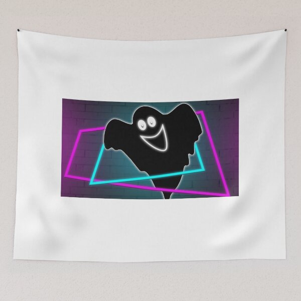 Item preview, neon background for halloween, with a ghost and spiders designed and sold by vilma3000.