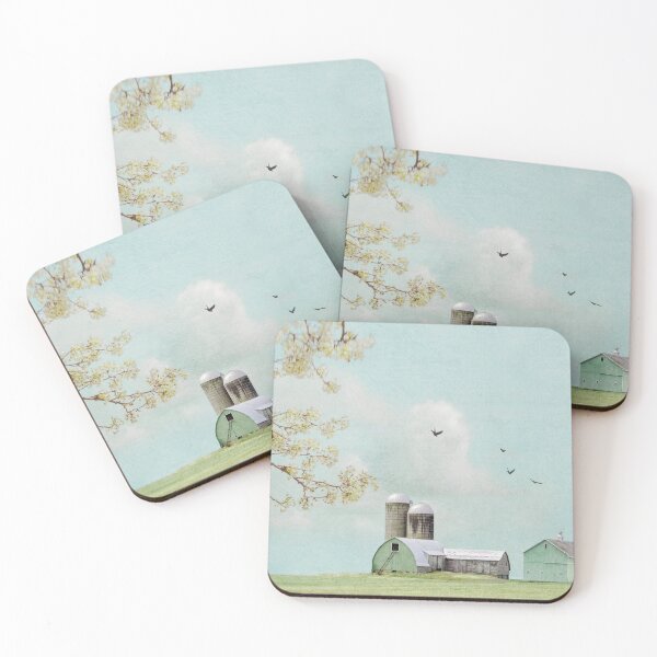 Item preview, Mint Barns and Flowering Branch on Aqua designed and sold by Brooke T Ryan Photographic Art.