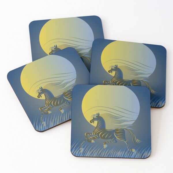 Item preview, golden horse runs across the field at night with a full moon designed and sold by duxpavlic.