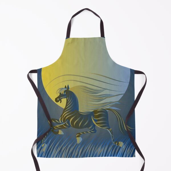 Item preview, golden horse runs across the field at night with a full moon designed and sold by duxpavlic.