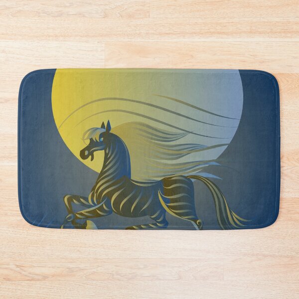Item preview, golden horse runs across the field at night with a full moon designed and sold by duxpavlic.