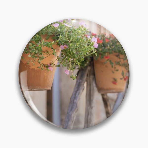 Item preview, Cute flowery pots on wooden fence designed and sold by mhailittlearts.