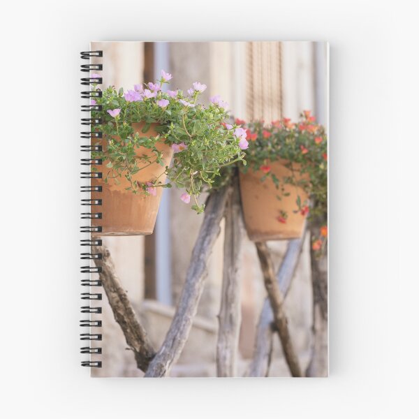 Item preview, Cute flowery pots on wooden fence designed and sold by mhailittlearts.