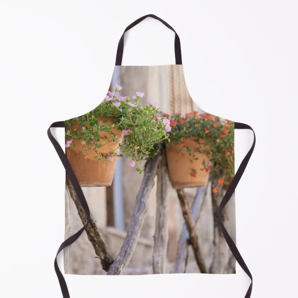 Item preview, Cute flowery pots on wooden fence designed and sold by mhailittlearts.