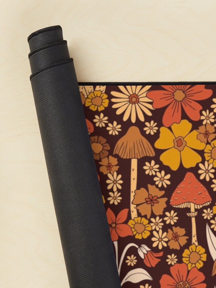 Alternate view of Retro 1970s Brown & Orange Mushrooms & Flowers Mouse Pad